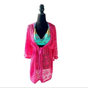 Hot Pink Lace Coverup w/ drawstring  *Mint Condition*